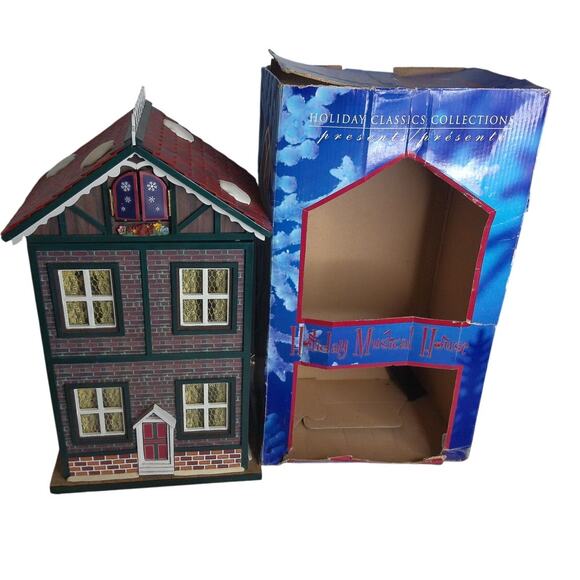 Vintage Holiday Classics Collection Light Up Holiday Wind Up Musical House READ - Picture 4 of 10